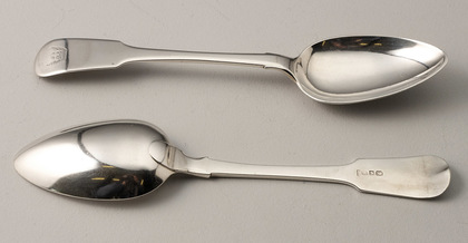 Cape Silver Tablespoons (Pair) - Lawrence Twentyman, Heathcote Family Crest